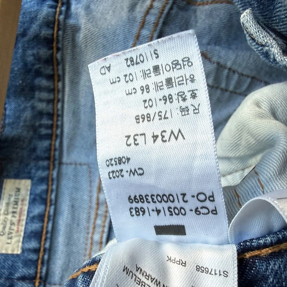 Levi's 514 Straight Fit Jeans Mens W34 L32 Blue Denim Cotton Blend